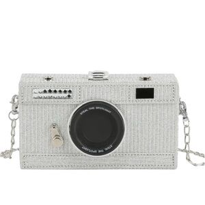 Purse silver sparkle Camera-Shaped Bag